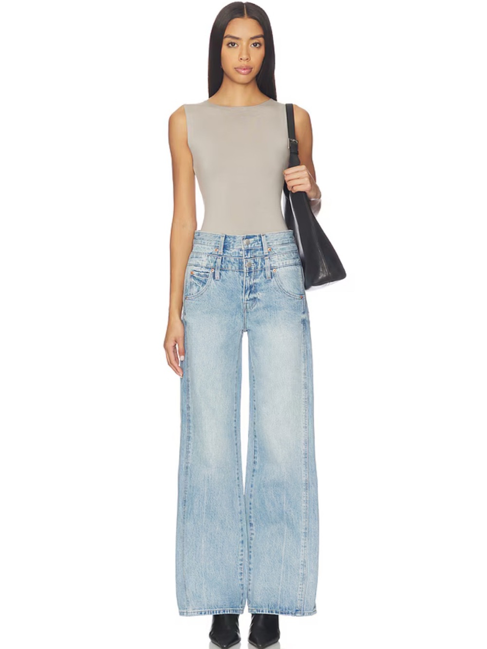 PISTOLA Caleb High Rise Stacked Wide Jeans in Era-Size 27
